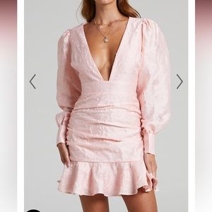 Baxia Textured Balloon Sleeve Mini Dress